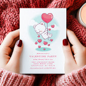 Invitation Teddy Bear Heart Ballons Saint-Valentin