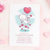Invitation Teddy Bear Heart Ballons Saint-Valentin