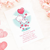 Invitation Teddy Bear Heart Ballons Saint-Valentin