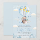Invitation Teddy Bear Hot Air Balloon Bear Baby shower Garçon (Devant / Derrière)