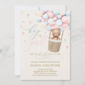 Invitation Teddy Bear Hot Air Balloon Sexe Revevela Party (Devant)
