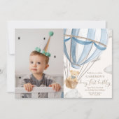 Invitation Teddy Bear Hot Hair Balloon Premier anniversaire P (Devant)