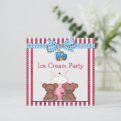 Invitation Teddy Bear Ice Cream Party (Debout devant)