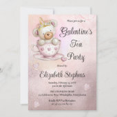 Invitation Teddy Bear in a Teacup Galantine's Tea Party (Devant)