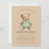 Invitation Teddy Bear "In Loving Memory" Infant Loss Memorial (Devant)