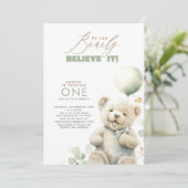 Invitation Teddy Bear Jolie fête d'anniversaire (Debout devant)