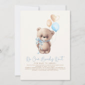 Invitation Teddy Bear Light Brown et Blue Boy Baby shower (Devant)