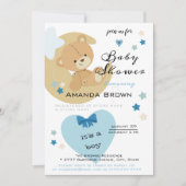 Invitation Teddy Bear Love Baby Boy Douche | (Devant)