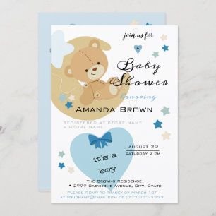 Invitation Teddy Bear Love Baby Boy Douche
