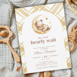 Invitation Teddy Bear Lune Baby shower neutre pour les femmes