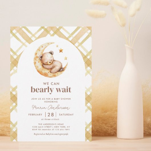 Invitation Teddy Bear Lune Baby shower neutre pour les femmes