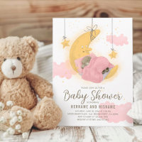 Teddy Bear Lune Stars Girl Baby shower