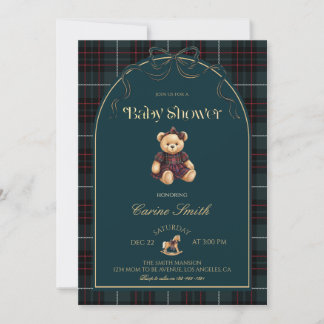Invitation Teddy Bear Luxury Vintage Girl Baby Shower