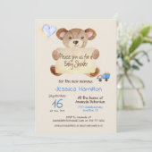Invitation Teddy Bear mignonne adorable Baby Boy Baby shower (Debout devant)
