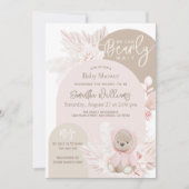 Invitation Teddy Bear Moderne Boho Girl Baby shower (Devant)