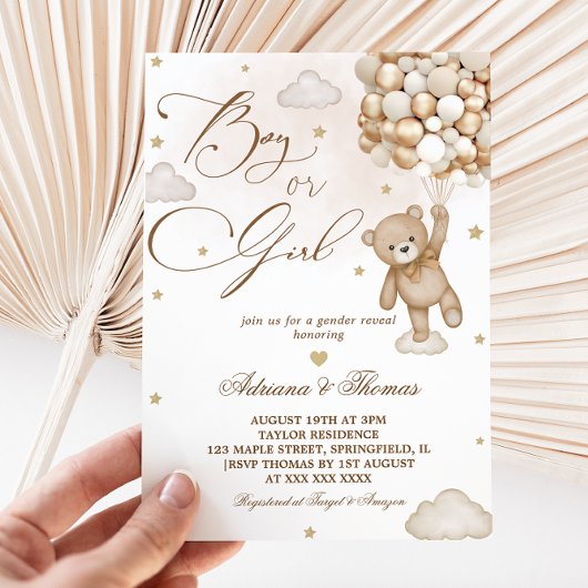 Invitation Teddy Bear Neutral Genre Reveal