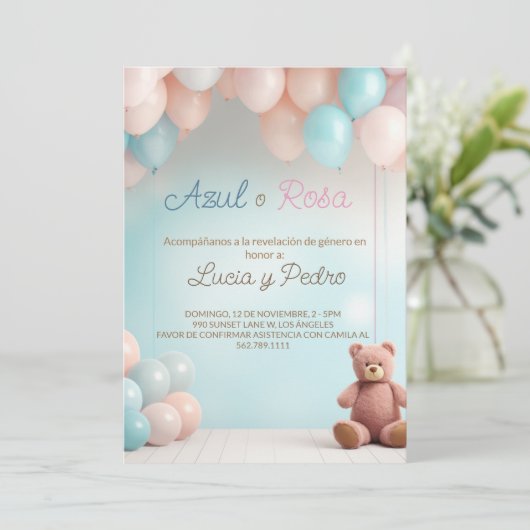 Invitation Teddy Bear Niño o Niña - Révélation espagnole de g (Debout devant)