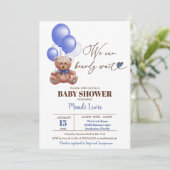 Invitation Teddy Bear Nous Pouvons Attendre Baby shower Garço (Debout devant)