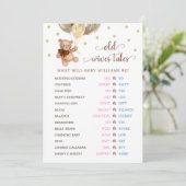 Invitation Teddy Bear Old Wives Tales Gender Reveal Baby Card (Debout devant)