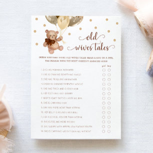 Invitation Teddy Bear Old Wives Tales Gender Reveal Baby Card