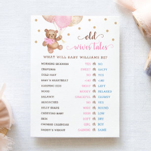 Invitation Teddy Bear Old Wives Tales Gender Reveal Baby Card