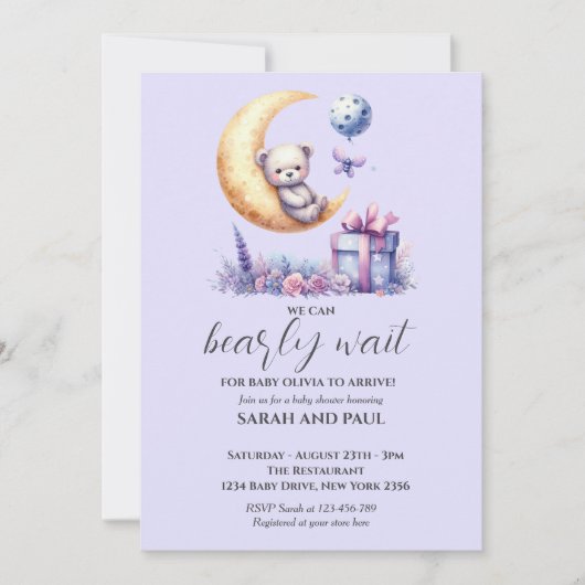 Invitation Teddy Bear On Peut Attendre (Devant)