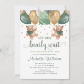 Invitation Teddy Bear On Peut Attendre Baby shower Twins (Devant)