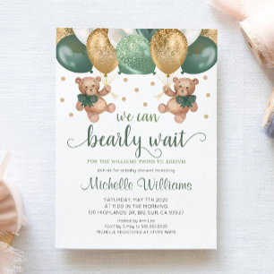 Invitation Teddy Bear On Peut Attendre Baby shower Twins