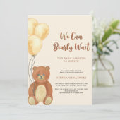 Invitation Teddy Bear On Peut Attendre Le Baby shower De Ball (Debout devant)