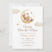 Invitation Teddy Bear Over the Moon Baby shower (Devant)
