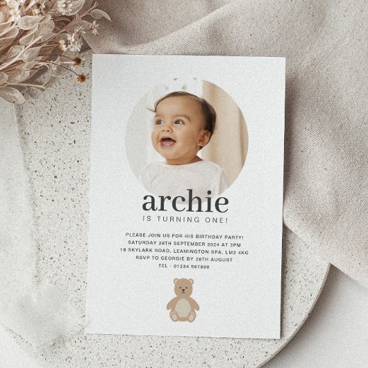 Invitation Teddy Bear - Photo Anniversaire
