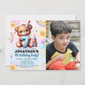 Invitation Teddy Bear Photo Birthday 7 (Devant)
