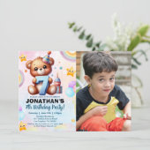 Invitation Teddy Bear Photo Birthday 7 (Debout devant)