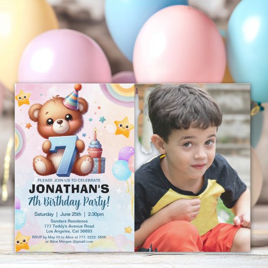 Invitation Teddy Bear Photo Birthday 7