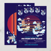 Invitation Teddy Bear Pilot Airplane Art (Devant / Derrière)