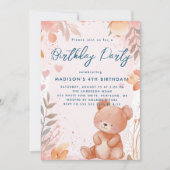Invitation Teddy Bear Pink Anniversaire de enfant Party (Devant)