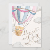 Invitation Teddy Bear Pink Blue Twins Christening (Dos)