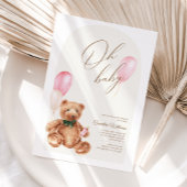Invitation Teddy Bear Pink Nous Pouvons Bearly Wait Baby show
