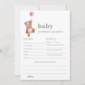 Invitation Teddy Bear Pink Prédiction et conseil Baby shower (Devant)