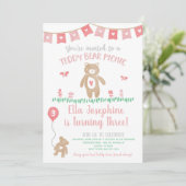 Invitation Teddy Bear Pique-nique Anniversaire Fête Invitatio (Debout devant)
