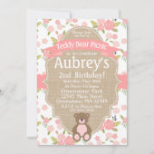 Invitation Teddy Bear Pique-nique Anniversaire Fête Invitatio (Devant)