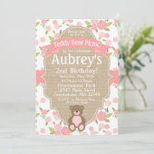Invitation Teddy Bear Pique-nique Anniversaire Fête Invitatio (Debout devant)