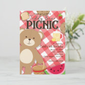 Invitation Teddy Bear Pique-nique Été Anniversaire Fête Invit (Debout devant)