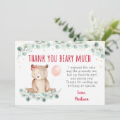 Invitation Teddy Bear Pique-nique Floral Anniversaire Merci (Debout devant)