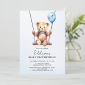 Invitation Teddy Bear Premier anniversaire (Debout devant)