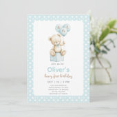 Invitation Teddy Bear Premier anniversaire (Debout devant)