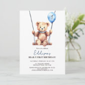 Invitation Teddy Bear Premier anniversaire (Debout devant)