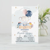 Invitation Teddy Bear présente le Baby shower des nuages (Debout devant)