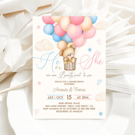 Invitation Teddy Bear Révélation de genre Vintage