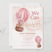 Invitation Teddy Bear Rose Bearly Wait Baby shower (Devant)